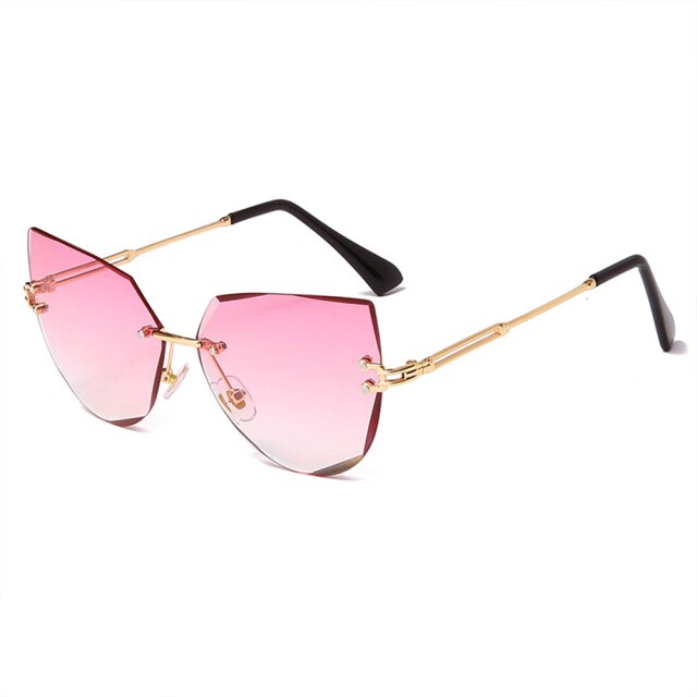 Rimless Cat Eye Sunglasses Women Frameless Metal Sun Glasses Female Lady Shades Uv400 Eyewear For Travel Driving: B