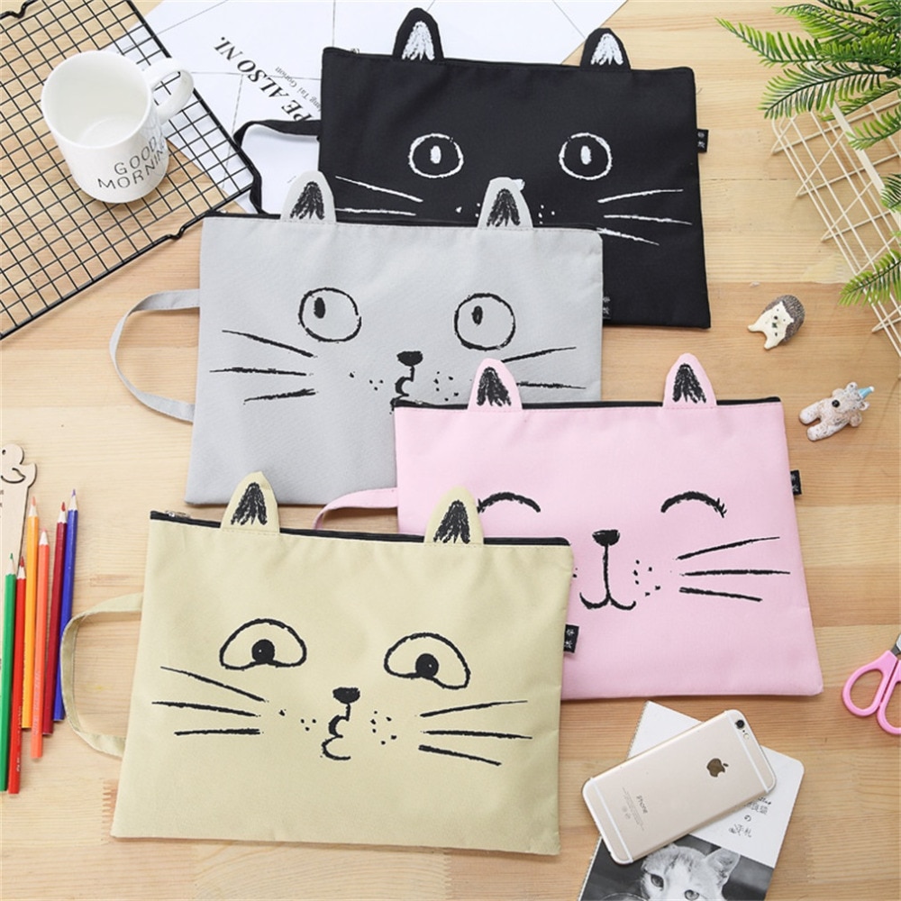 Katze Karikatur-aufbringen Kawali Japan Stil Frauen Fitnessstudio taschen Schwarz Kleine