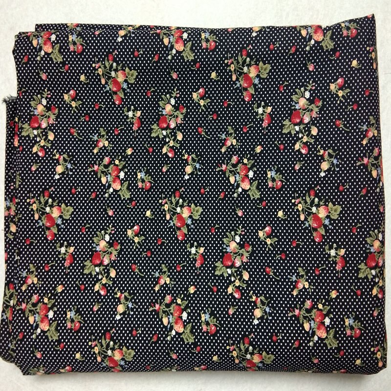 Romantique 3 couleurs petit rouge fleur & fraise Dot imprimé coton popeline tissu 50x145 cm pour bricolage couture