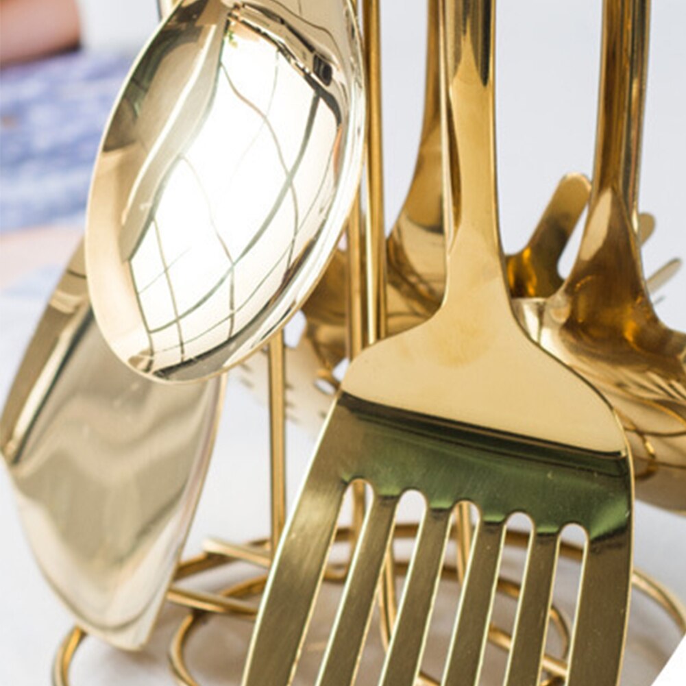 7 stücke Restaurant Handheld Werkzeuge Edelstahl Esszimmer Küche Kochen Utensil einstellen Suppe Löffel Party Heimat Lebensmittel Kuchen Schaufeln