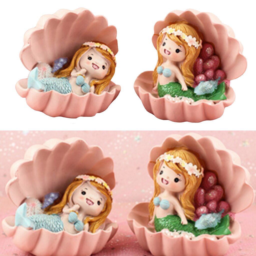 Resin Lying Little Mermaid Statue Miniature Fairy Garden Aquarium Decoration