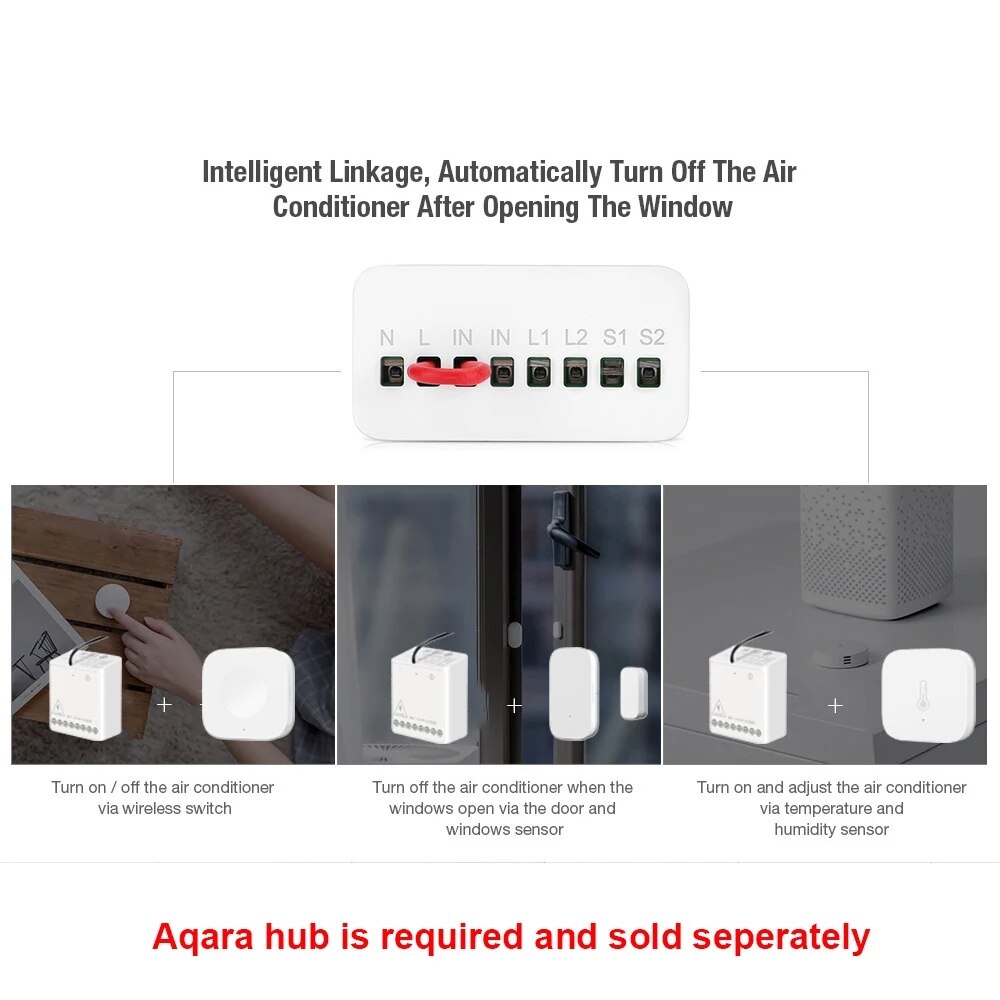 Original Aqara Two-way control module Wireless Relay Controller 2 channels Work For Xiaomi Mijia smart home APP / Homekit