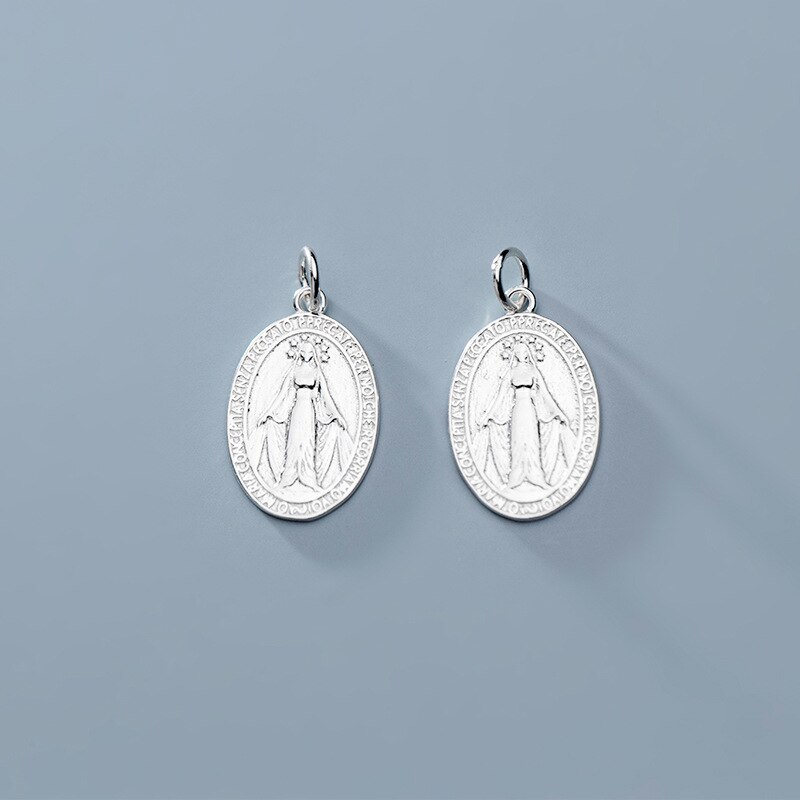 925 Sterling Silber REINE VON WUNDER Baumeln Charme 19mm Oval handgefertigt Halskette Silber Anhänger DIY Schmuck Machen: Silber- 1Stck