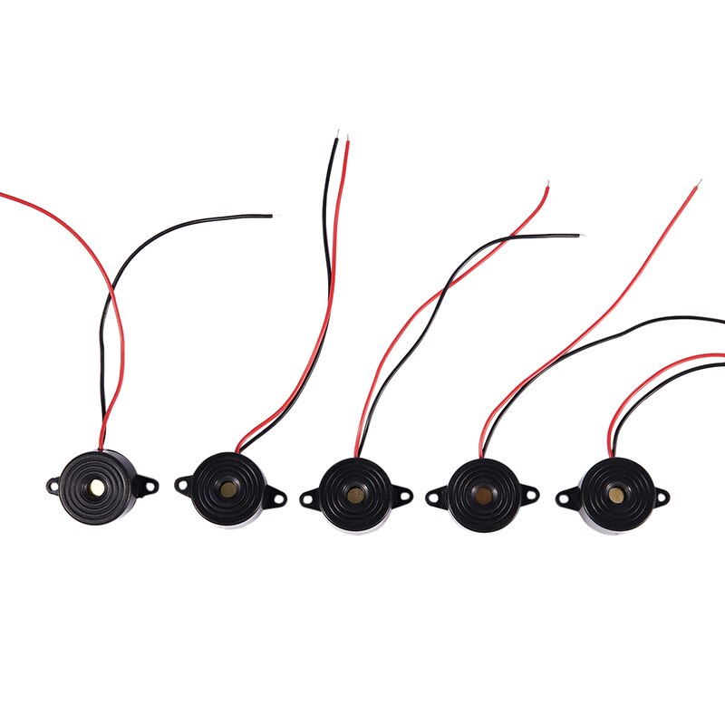 5 Pcs DC 3-24V 85dB Sound Electronic Buzzer Alarm Black 23 x 12mm