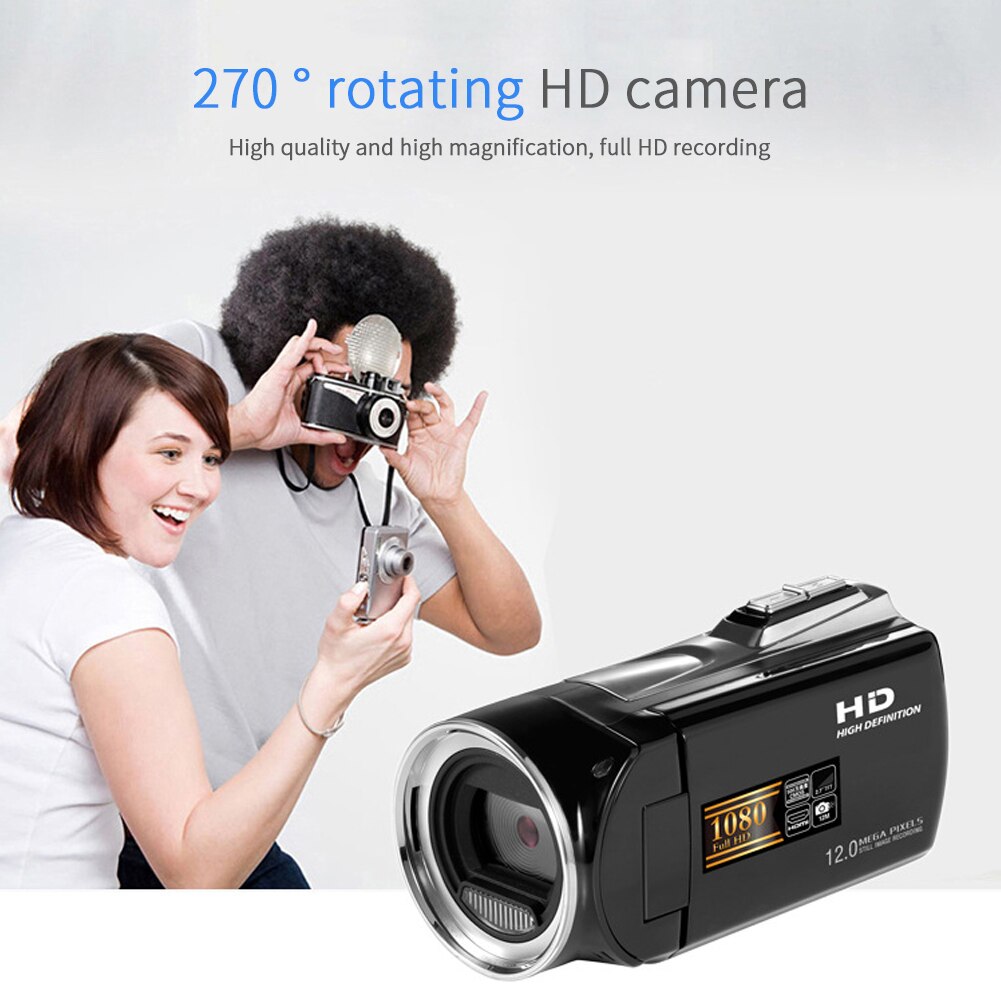 Video Camera LCD Screen 2.7 Inch Recorder Home Zoom 8X Portable Digital Camcorder 270 Degree Rotation Handheld Full HD 1080P