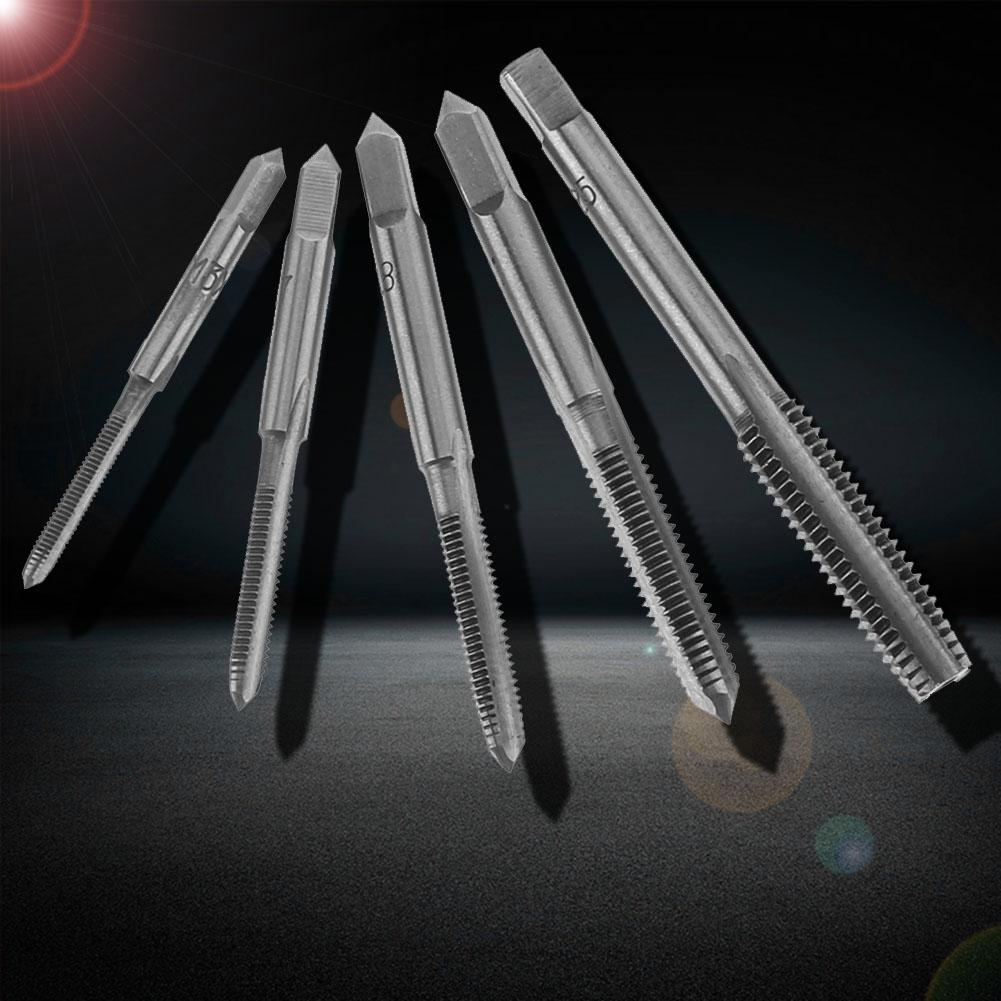 6Pcs Metric Thread Tap Drill Machine Screw Thread Plug Tap Drill Set Hand Tools M3 M4 M5 M6 M8 With Adjustable T-type Wrench