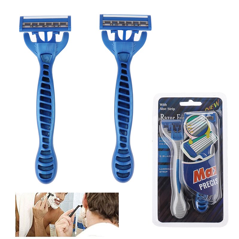 2 Stks/partij Vervangbare Straight Veiligheid Scheermes 5 Lagen Scheermesjes Met 1 Handvat Mannen Scheerapparaat Scheermesjes Gezichtsverzorging
