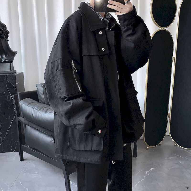 Diablo – veste safari pour hommes et femmes, manteau décontracté, tendance, multi-poches, style hongkongais, rétro, cool, pour étudiants coréens