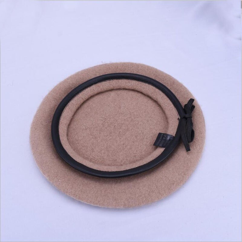 Ymsaid skóra francuski beret czapka czarna kobieta 100 wełna czuł malarze berety dla kobiet zima jesień czapka typu czapka bez daszka rozmiar 56-58cm