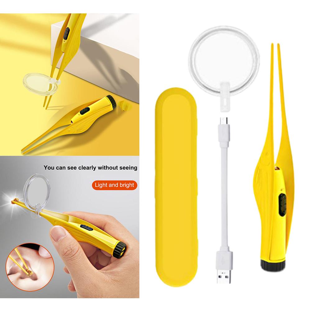 Soft Ear Cleaner Ear Wax Removal Earpick Tool +Magnifier Ear Care Products Ear Tweezers with LED Light
