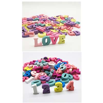 3Packs15mm Mixed Letter Alphabet or Number Non Porous Wooden Scrapbooking Carft for Decoration Diy Eco-FriendlyTeaching Material: 1 Letter and 1Number