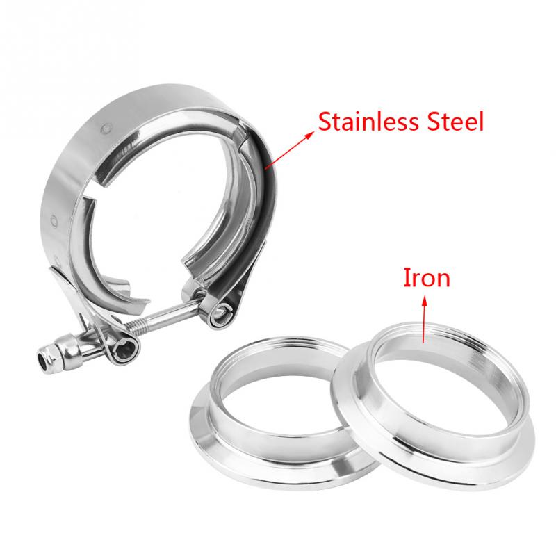 Stainless Steel 2.0 Inch V-Band Clamp Flange Kit for Turbo Exhaust Downpipes: 2.5in