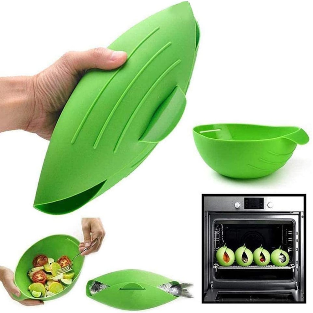 Recipiente plegable de silicona para cocinar, para horno microondas, tazón de vapor para pescado, herramienta de cocina para hornear pan, cuenco plegable para Dropshipper