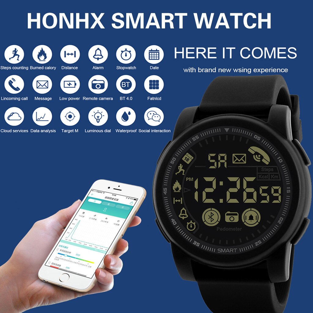 Smartwatch Fitness Tracker - Round Color Screen - Bluetooth Heart Rate Blood Pressure - For Android iOS