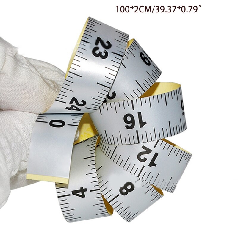 D55F Self-Adhesive Measuring Tape Double Scale Stick on Workbench Ruler Table Sticky Tape Measure Woodworking Saw Drafting