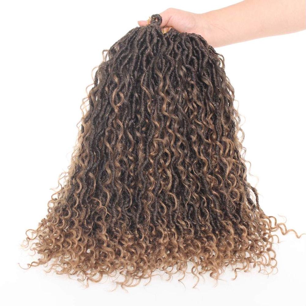 Leeven 18 pouces Faux Locs Crochet cheveux ondulés synthétique Passion torsadé tresse Crochet perruque bohème Cruly cheveux pour les femmes: T27 / 8 Pcs/Lot