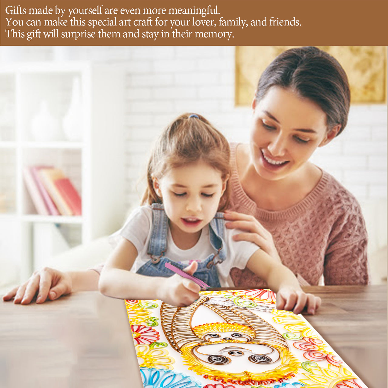 3D Sloth Quilling Papier Filigrane Gemälde Wand Dekor DIY Quilling Papier Handwerk DIY Quilling Papier Werkzeuge Kits 20 Zoll