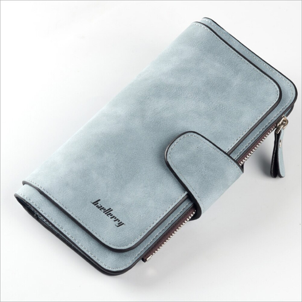 Lokale Voorraad Vrouwen Dame Lange Lederen Trifold Card Wallet Clutch Chequeboek Purse Handtas: Blauw