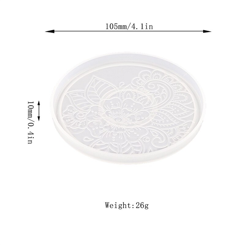 Molde de silicona de resina para posavasos redondo de Mandala, bandeja para posavasos de café, molde para bricolaje, resina epoxi, yeso, hormigón, copa de vino, molde para estera: Gris oscuro