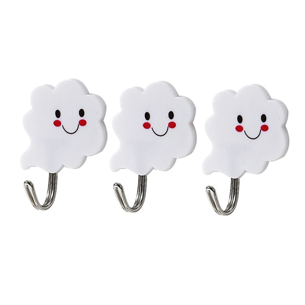 3Pcs Self-adhesive Hooks Bathroom Kitchen Clouds Hanger Stick On Wall Hanging Door Clothes Towel Holder Racks: Default Title