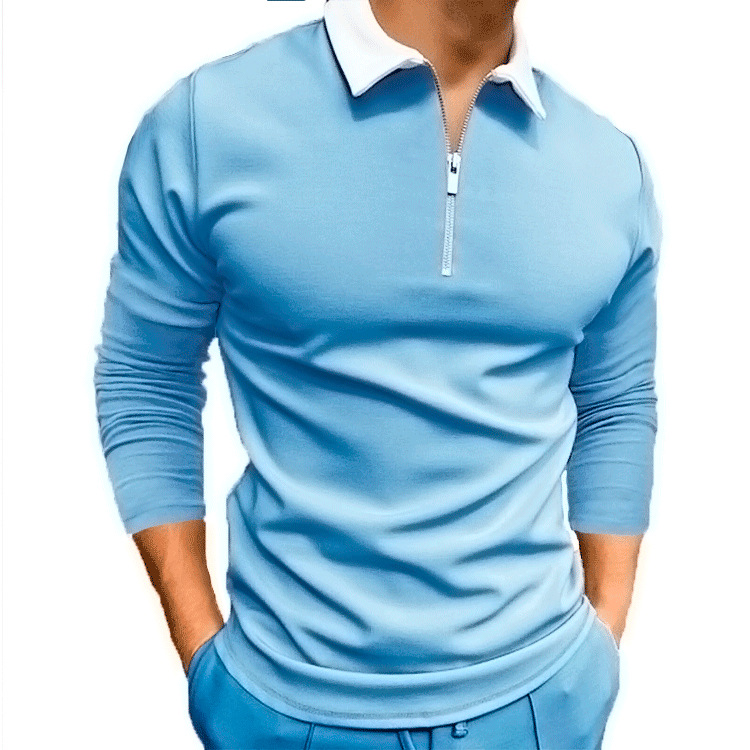 KPOP Style Harajuku Slim Fit Ropa Hombre Tshirts Loose Casual All Match Tops Polo Collar Insert Printed Long Sleeve Tees: S / Blue