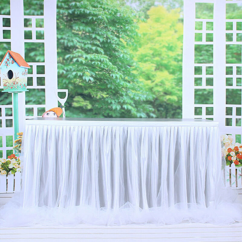 Bordskørt tyl til bryllupper fester fester begivenheder bordskørt cover bryllup festlig fest indretning 3 farver