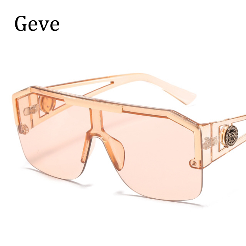One piece fyrkantiga solglasögon kvinnor lyxmärke stora bågar platta solglasögon damer överdimensionerade glasögon oculos de sol