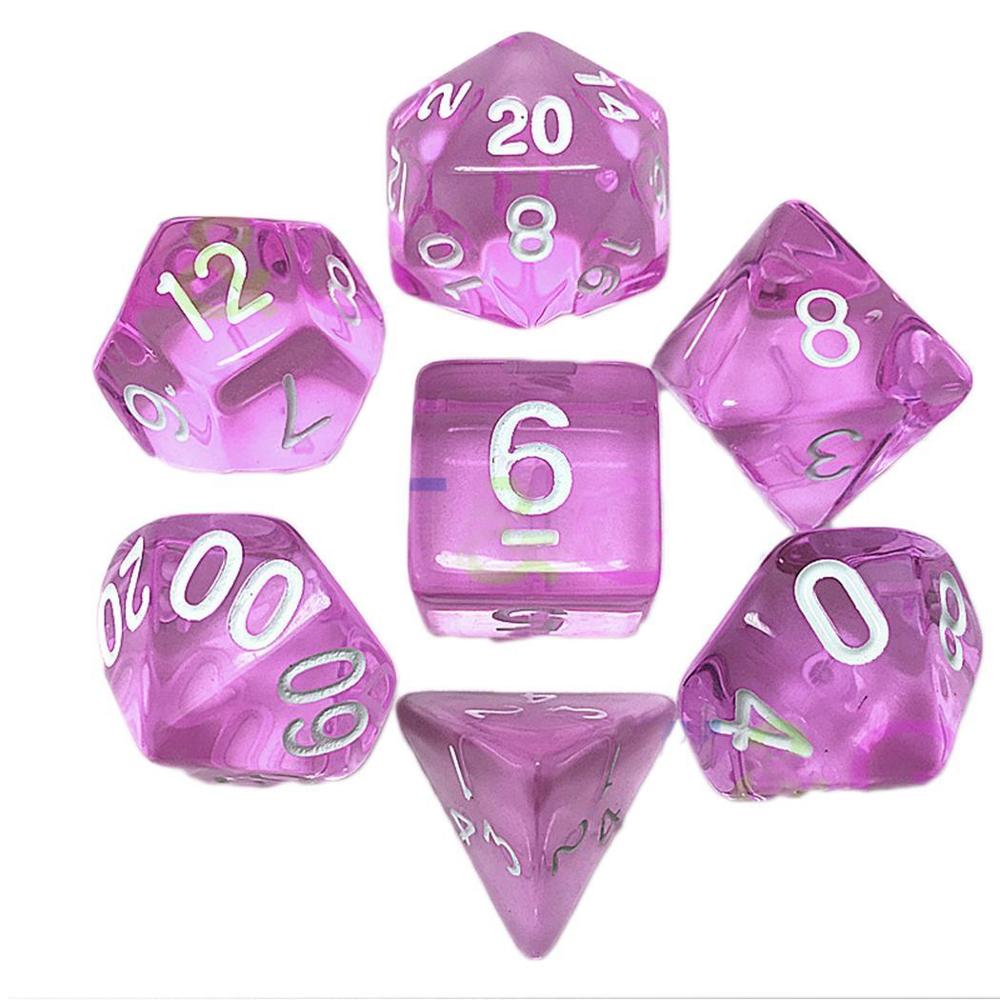 7pcs/Set Digital Game Dice Polyhedral D4-D20 Acrylic Dice Party Game 6 color Funny toy: purple