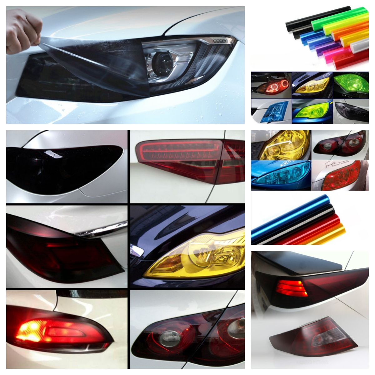 Luz de faro de coche, tinte de luz trasera, pegatina de vinilo, lámpara autoadhesiva, pegatina de luces de aluminio para accesorios de faros de coche