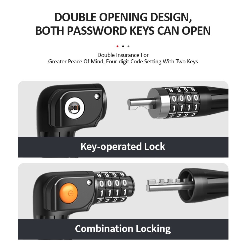 Xunting Bike Lock with Light Combination Keys Anti-theft Mountain Bike Lock General Bicycle Steel Cable Lock LED Luminous Locks