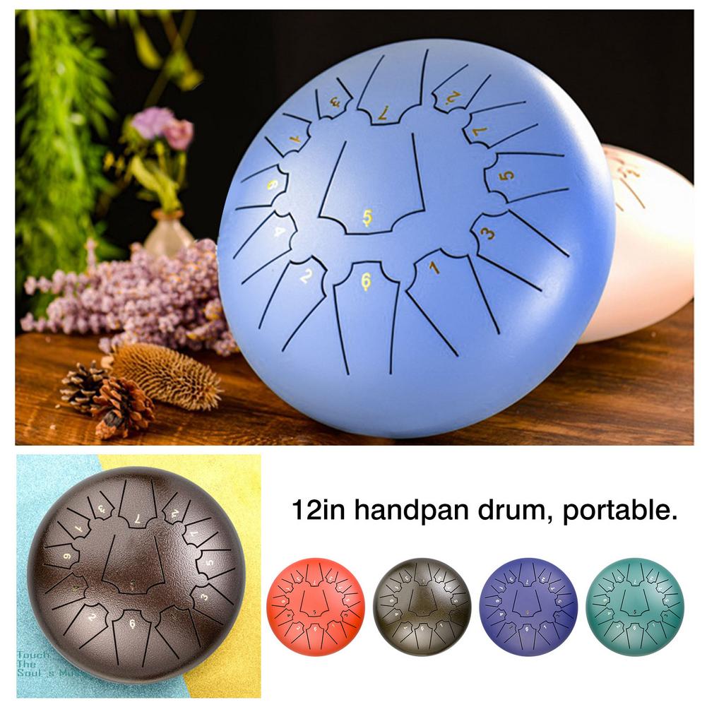 12 Inch 13 Notes Steel Tongue Drum Tune C Empty Spirit Drum Percussion Hand Pan Drum Musical Instruments With Mallet & Carry Bag