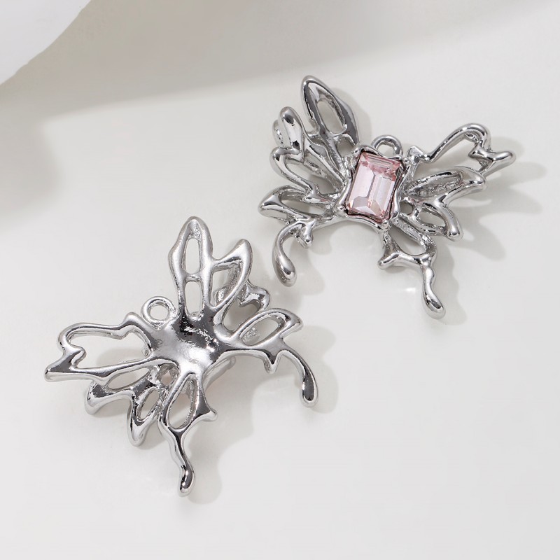 5 stuks roze vlinder-, ster- en hartvormige emaille bedeltjes, schattige  y2k leuke hangers in coole stijl voor het maken van zelfgemaakte sieraden.: Bruin