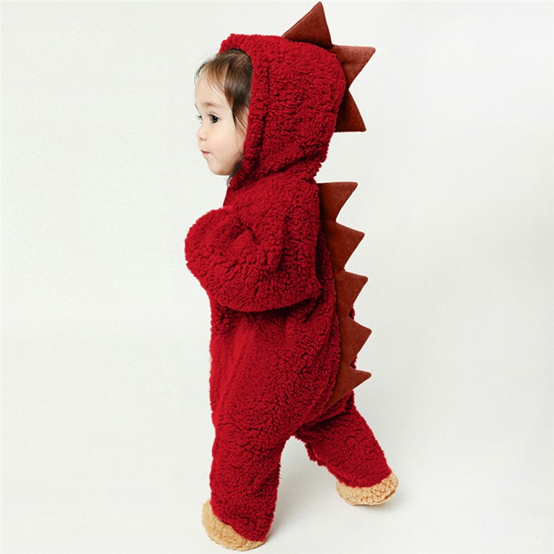 Baby Winter Jumpsuit Baby Baby Jongens Meisjes Cartoon Dinosaurus Fleece Hoodie Romper Kleding Jumpsuit #4D03