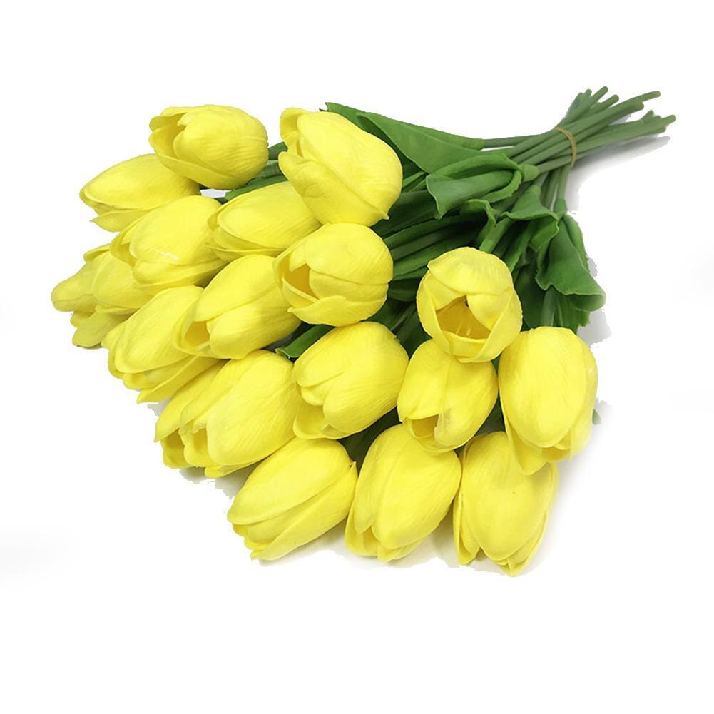Witte Tulp Kunstbloemen Zijde Pioenen Bruiloft Decoratieve Vazen Voor Home Decor Bruid Boeket Schuim Ambachtelijke Nep Planten