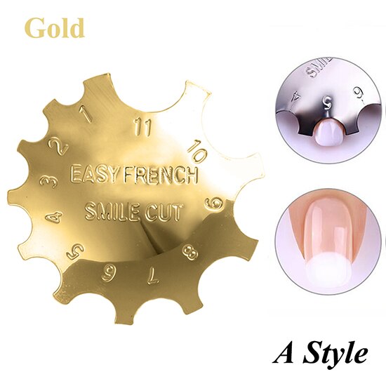 Facile français sourire Cutter ligne Nail Art bord métal tondeuses pochoir ongles formes Clipper manucure modèle outils accessoires TR1834: A Gold