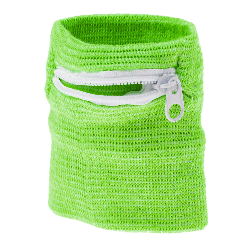 Udendørs sport fitness armbånd svedbånd tegnebog lynlåslomme: Grøn
