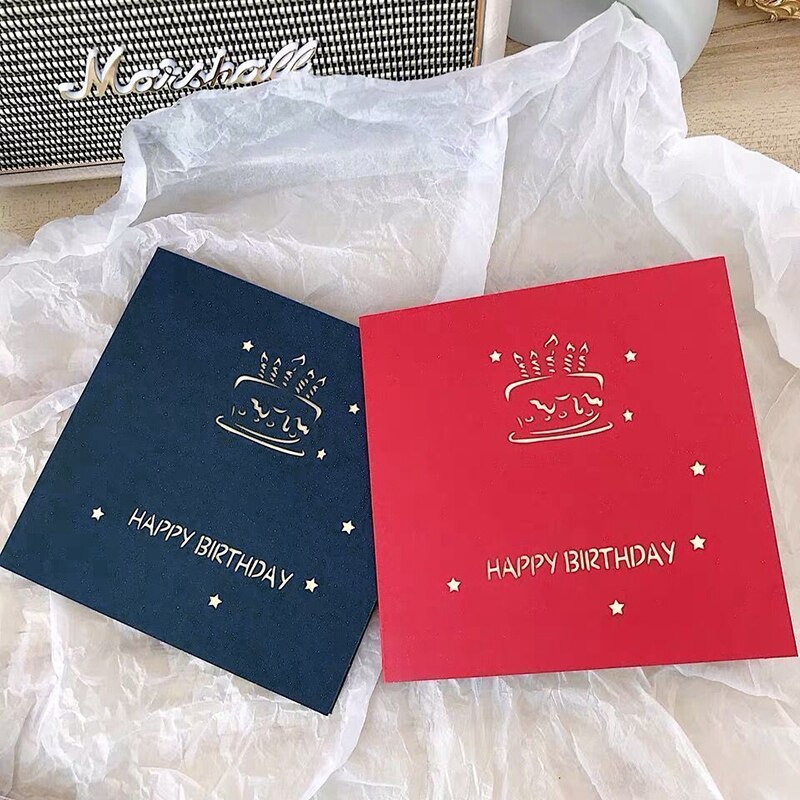 Three-dimensional Birthday Card 3D Pop-up Greeting Cards Happy Birthday Postcard Party Wedding Decorations Message Card