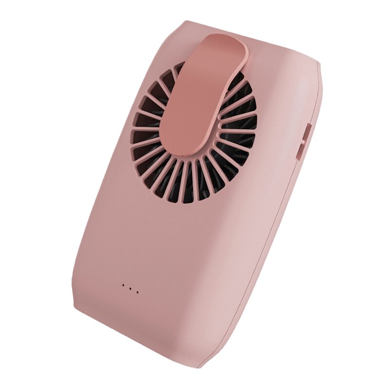 Tragbarer mini-ventilator mit gürtelclip, usb-wiederaufladbar, mit aufhängeschnur und powerbank: Rosa