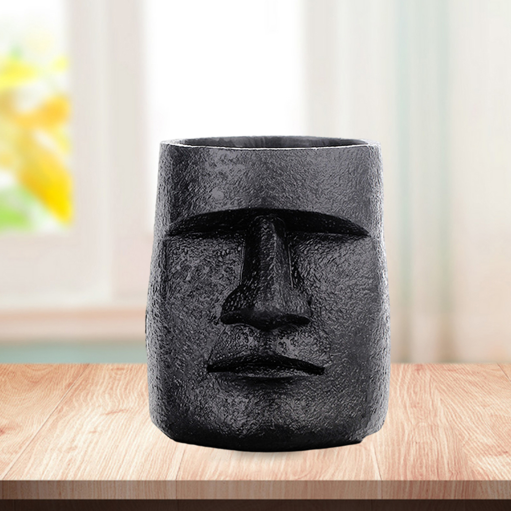 1PC Easter Island Statue Decor Retro Style Massive Megalith Ahu Akivi Monolith Moai Head Sculpture for Bedroom Ornaments: Black G