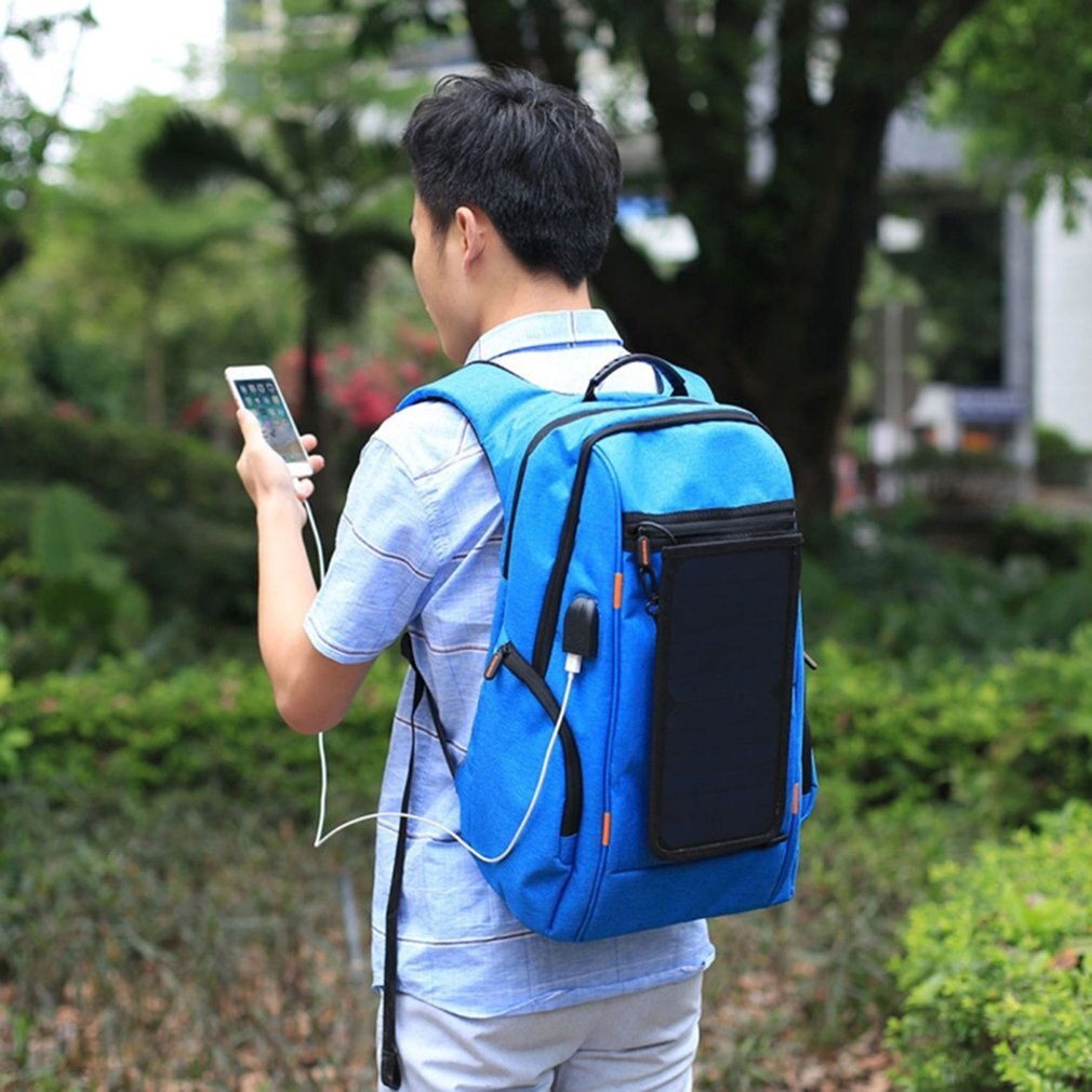 Bag Backpack Large Capacity Solar Panel Power Backpack USB Fast Charging Anti-Theft Men Backpack Laptop Notebook Shoulder Bag