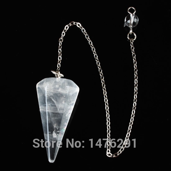 35X17MM Natural Clear crystal Dowsing Healing Chakra Pendulum With Chain 1PCS