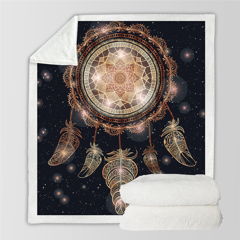 3d dreamcatcher smide tæppe på sengen galaxy boho sherpa fleece tæppe luksuriøs fløjl plys sofa plaid manta