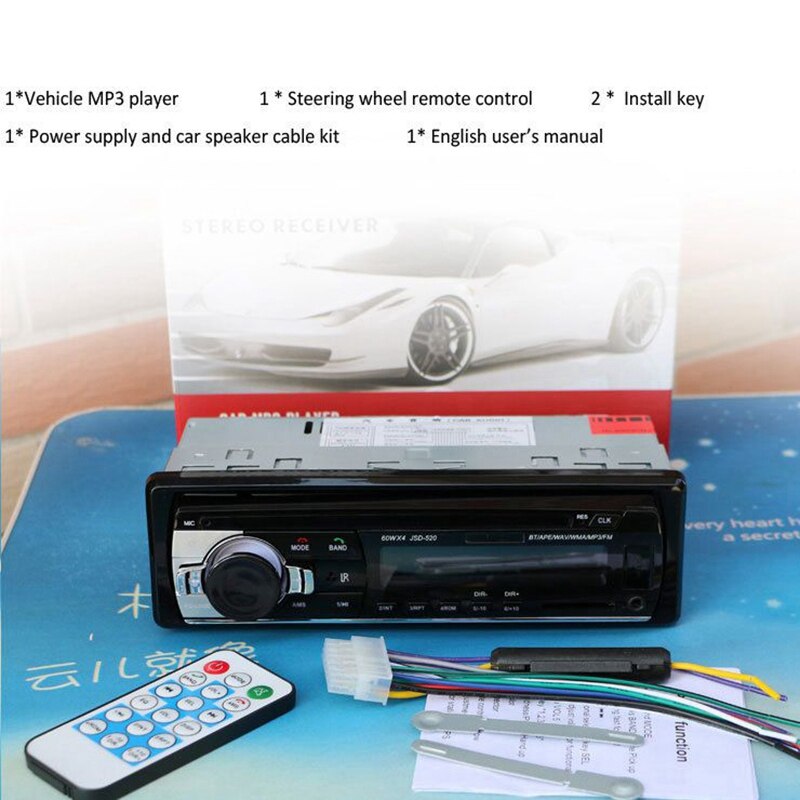 12V autoradio Radio Fm lecteur Mp3 o Support téléphone Bluetooth avec Port Usb / Sd Mmc voiture électronique intégré 1 Din