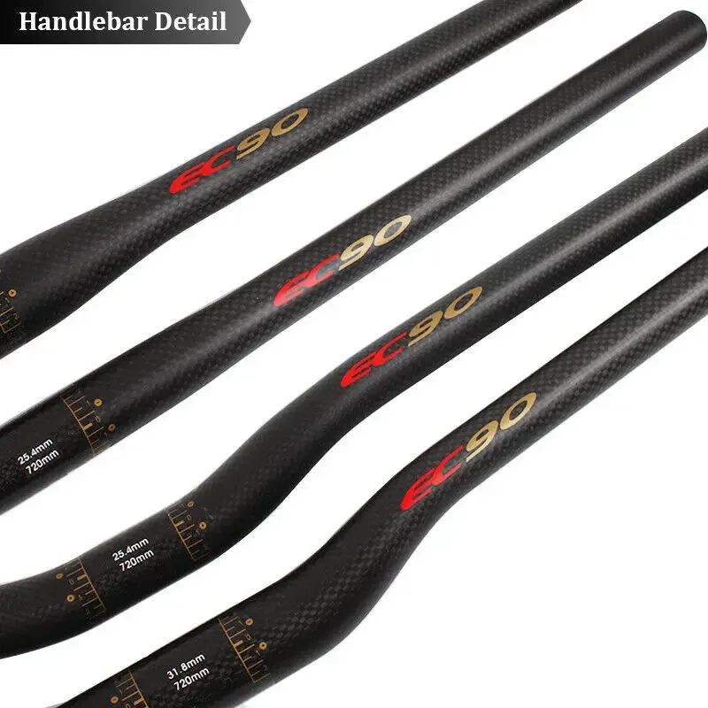 Manillar de bicicleta de carbono EC90, manillar ultraligero para bicicleta de montaña de 25,4mm y 31,8mm, barra plana/riser de carbono completa