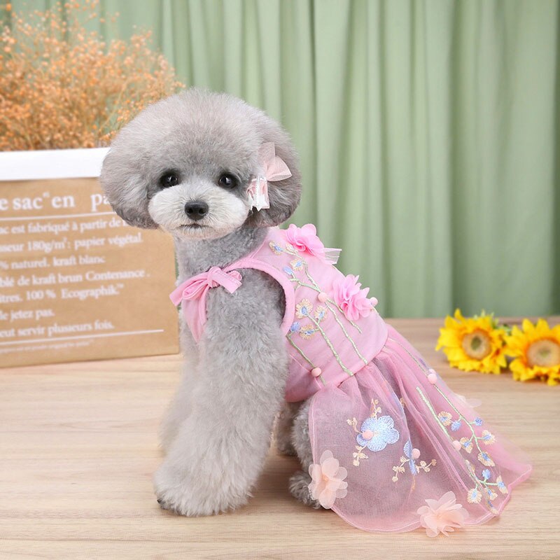 Hund Katze Hochzeit Kleid Tutu Prinzessin Pet Welpen Kleider Blumen Spitze Stickerei Pet Puppy Rock Hochzeit Party Kleidung