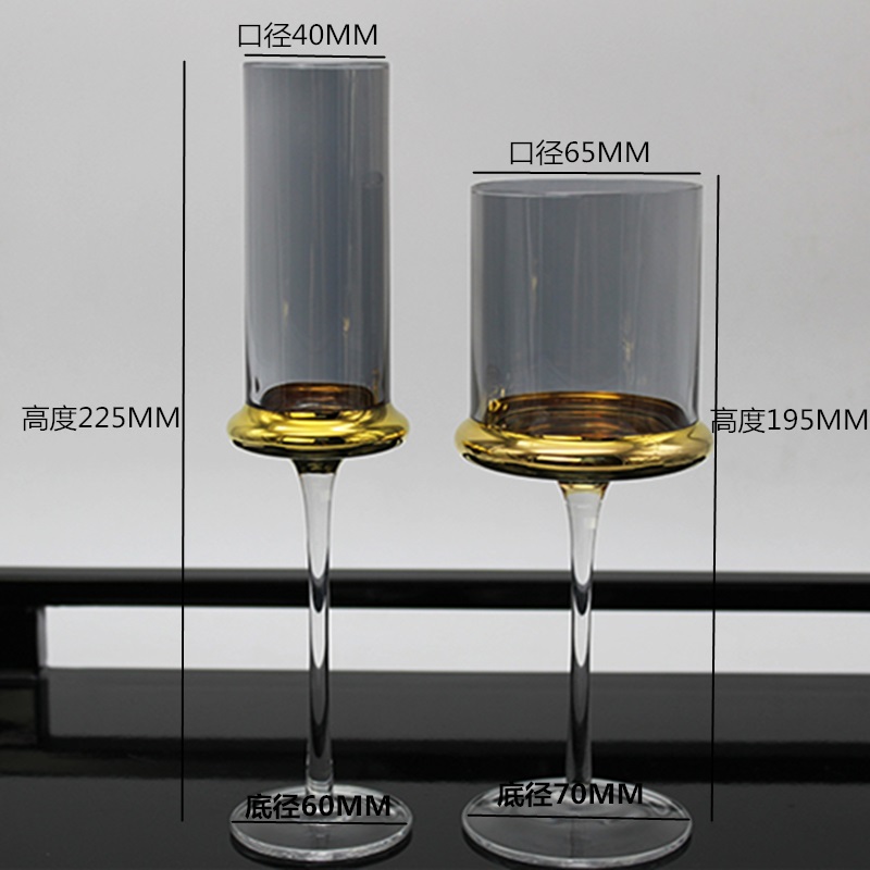 Europese stijl grijs hand geschilderd goud wijn glas champagne beker water glazen kandelaar dual-gebruik meubels thuis model kamer ac