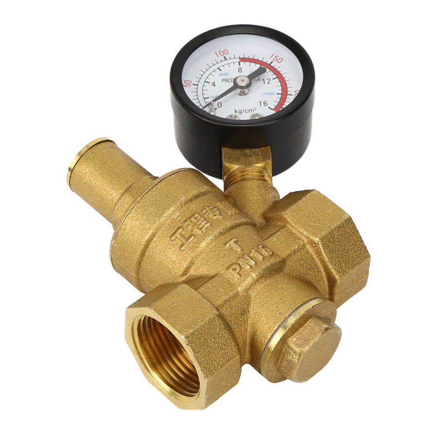 Pressure Gauge DN20 Brass Adjustable Water Pressure Regulator Reducer with Gauge Meter Digital Pressure Meter Tool