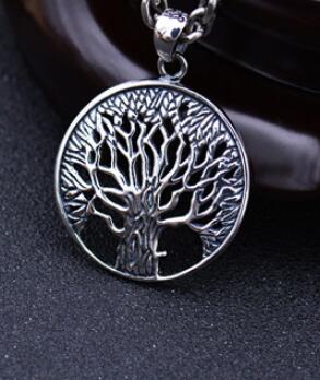 Ketting met 100% 925 zilveren levensboomhangers, ketting met 925 sterling zilveren levensdriehangers en geluksamulet: Alleen hanger