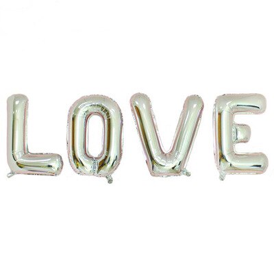 32 tommer stor folie helium ballon kærlighed sæt luft balloner bogstaver sølv guld aluminium folie globos bryllup fest dekoration forsyning: Sølvfarvet