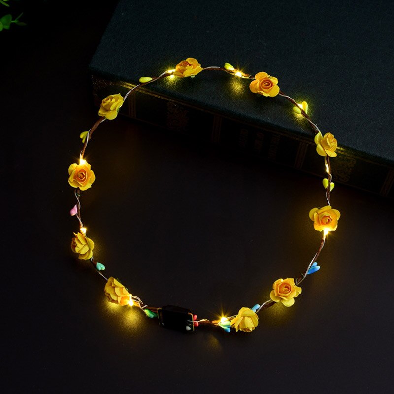 Flashing LED Glow Flower Crown Headbands toys Wedding Xmas Party Women Girls LED Light Up Flower Sweet Princess Wreath Garland